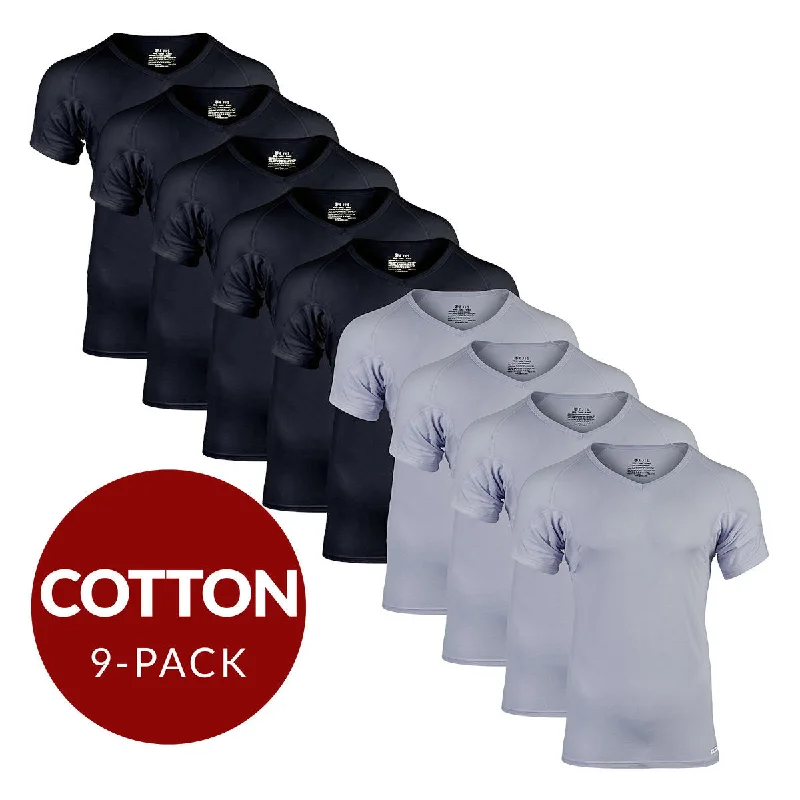 Weekend Deals That Thrill Weekend Deals That Thrill V-Neck Cotton Sweat Proof Undershirt For Men - Mix 9-Pack (5x Black, 4x Grey)