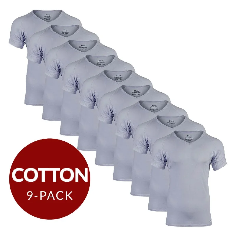Weekend Discounts to Celebrate Weekend Discounts to Celebrate V-Neck Cotton Sweat Proof Undershirt For Men - Grey 9-Pack Weekend Discounts to Celebrate Weekend Discounts to Celebrate V-Neck Cotton Sweat Proof Undershirt For Men - Grey 9-Pack