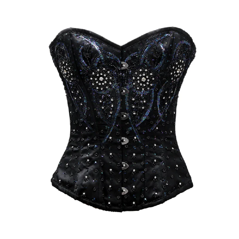 Weekend Specials to Delight Weekend Specials to Delight VanDerveer Black Satin Satin Embroidery Overbust Corset Weekend Specials to Delight Weekend Specials to Delight VanDerveer Black Satin Satin Embroidery Overbust Corset