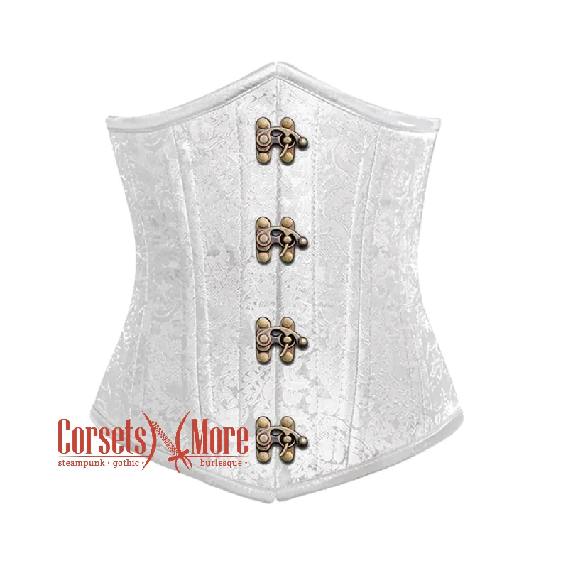 Clearance Sale Clearance Sale White Brocade Antique Clasps Double Bone Steampunk Gothic Waist Training Underbust Corset Bustier Top Clearance Sale Clearance Sale White Brocade Antique Clasps Double Bone Steampunk Gothic Waist Training Underbust Corset Bustier Top