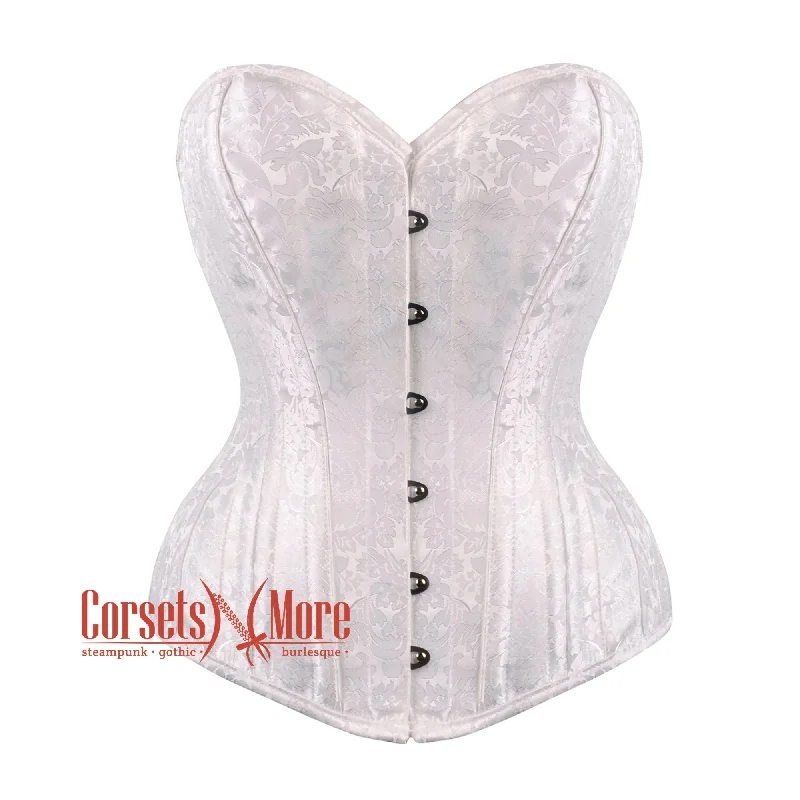 Weekend Discounts to Indulge In Weekend Discounts to Indulge In White Brocade Burlesque Gothic overerbust Corset Bustier Top