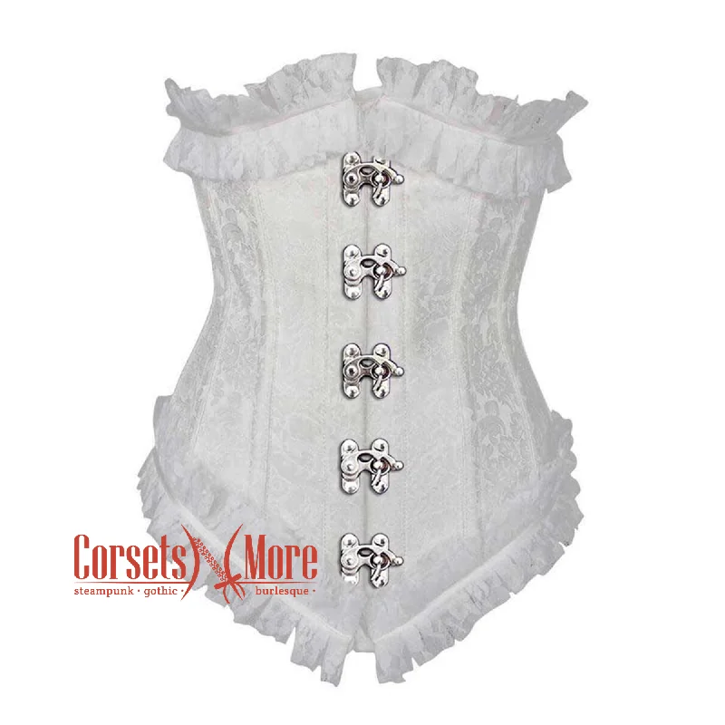 Big Savings Big Savings White Brocade Front Clasps Net Frill Design Gothic Waist Training Underbust Corset Bustier Top Big Savings Big Savings White Brocade Front Clasps Net Frill Design Gothic Waist Training Underbust Corset Bustier Top