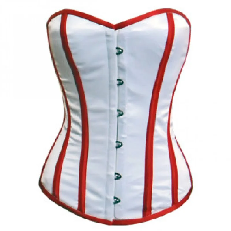 Limited Supply Limited Supply White Red Satin Gothic Overbust Corset Waist Training Top Limited Supply Limited Supply White Red Satin Gothic Overbust Corset Waist Training Top