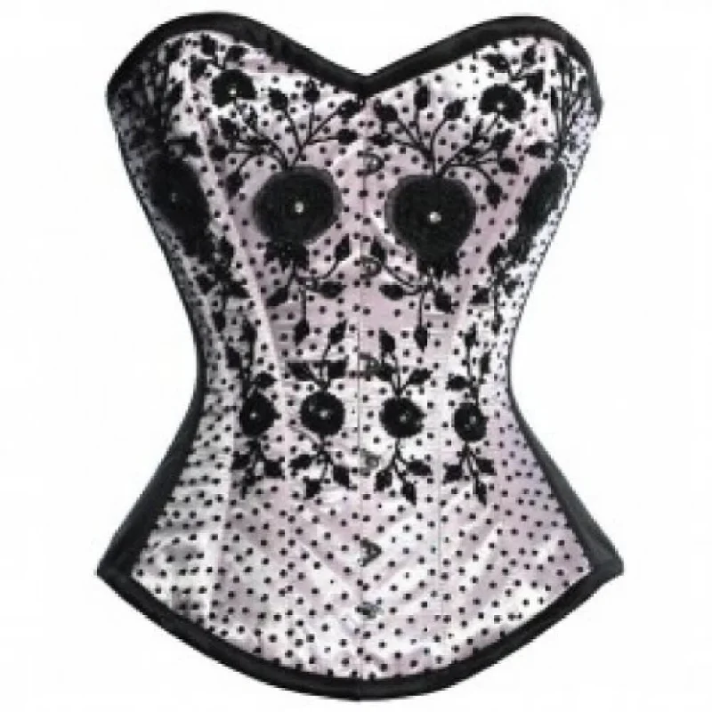 Lowest Rates Lowest Rates White Satin Black Handmade Sequins Gothic Burlesque Bustier Overbust Corset Costume Lowest Rates Lowest Rates White Satin Black Handmade Sequins Gothic Burlesque Bustier Overbust Corset Costume