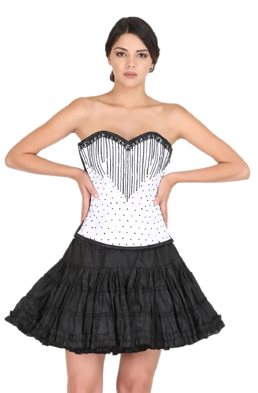 Weekend Savings Fiesta Weekend Savings Fiesta White Satin Black Handmade Sequins Gothic Burlesque Waist Cincher Bustier Overbust Corset Weekend Savings Fiesta Weekend Savings Fiesta White Satin Black Handmade Sequins Gothic Burlesque Waist Cincher Bustier Overbust Corset