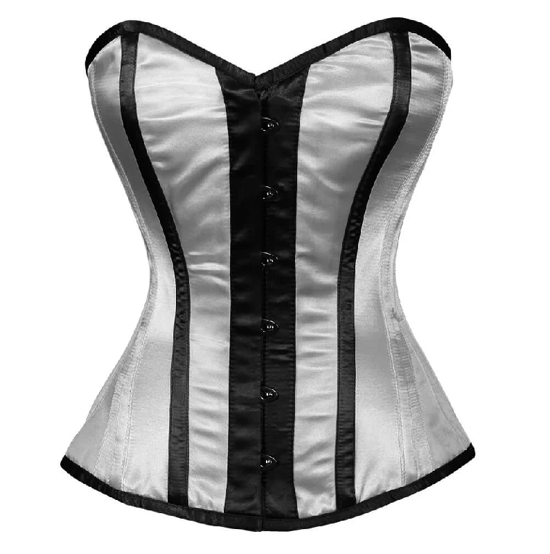 Weekend Offers That Tempt Weekend Offers That Tempt White Satin Corset Black Stripes Gothic Burlesque Waist Training Overbust Weekend Offers That Tempt Weekend Offers That Tempt White Satin Corset Black Stripes Gothic Burlesque Waist Training Overbust