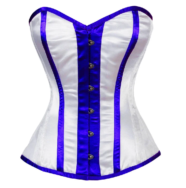 Weekend Specials to Indulge In Weekend Specials to Indulge In White Satin Corset Blue Stripes Burlesque Waist Training Overbust Top Weekend Specials to Indulge In Weekend Specials to Indulge In White Satin Corset Blue Stripes Burlesque Waist Training Overbust Top