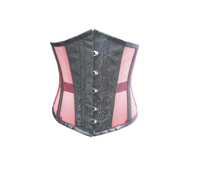 Weekend Bargains to Enjoy Weekend Bargains to Enjoy Women’s Black Brocade Pink Net Gothic Steampunk Bustier Waist Training Underbust Corset Costume