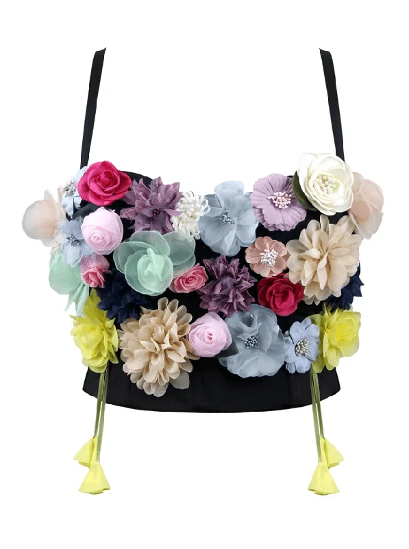 Make Your Weekend Count with Savings Make Your Weekend Count with Savings Women's 3D Simulation Flower Strappy Sleeveless Bustier Crop Top Bra Make Your Weekend Count with Savings Make Your Weekend Count with Savings Women's 3D Simulation Flower Strappy Sleeveless Bustier Crop Top Bra