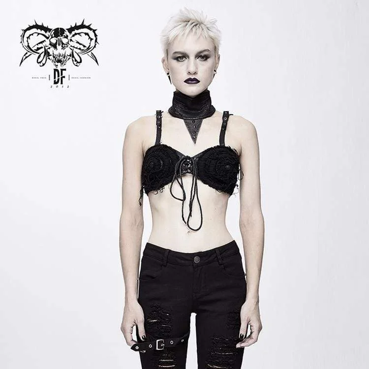 Special Offer Special Offer Women's Punk Lacing Bustier Tops With Rivets Collar