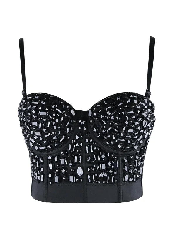 The Best Deal The Best Deal Women's Punk Rhinestone Push Up Bra Clubwear Party Bustier Crop Top The Best Deal The Best Deal Women's Punk Rhinestone Push Up Bra Clubwear Party Bustier Crop Top