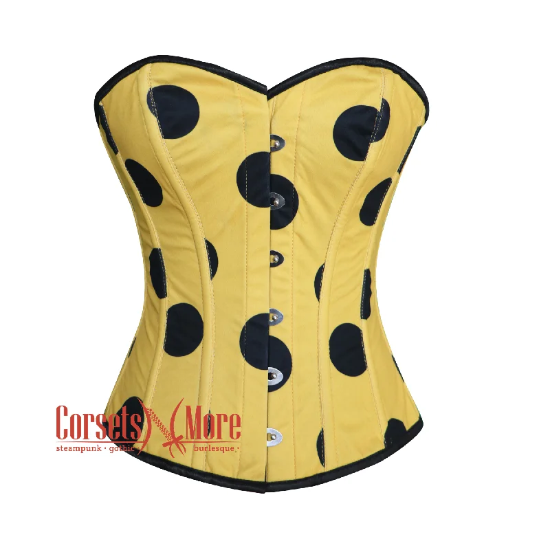 Weekend Bargains to Celebrate Weekend Bargains to Celebrate Yellow With Black Polka Dots Overbust Burlesque Waist Training Corset Top Weekend Bargains to Celebrate Weekend Bargains to Celebrate Yellow With Black Polka Dots Overbust Burlesque Waist Training Corset Top
