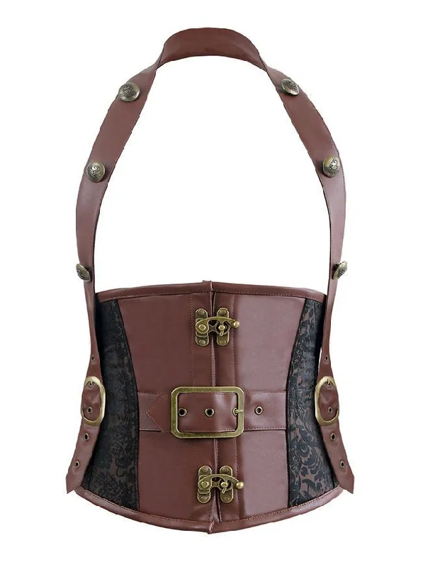 Clearance Items Clearance Items Zampa Steampunk Retro Brown Brocade Halter Underbust Corset Clearance Items Clearance Items Zampa Steampunk Retro Brown Brocade Halter Underbust Corset