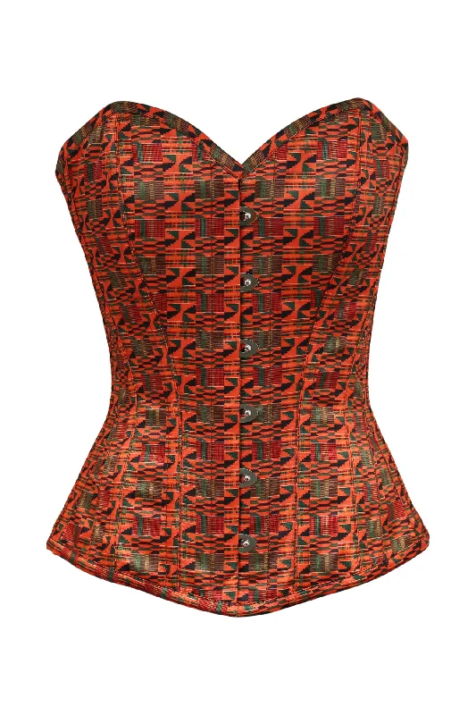 Flash Sale Flash Sale Zill African Print Polyester Satin Overbust Corset