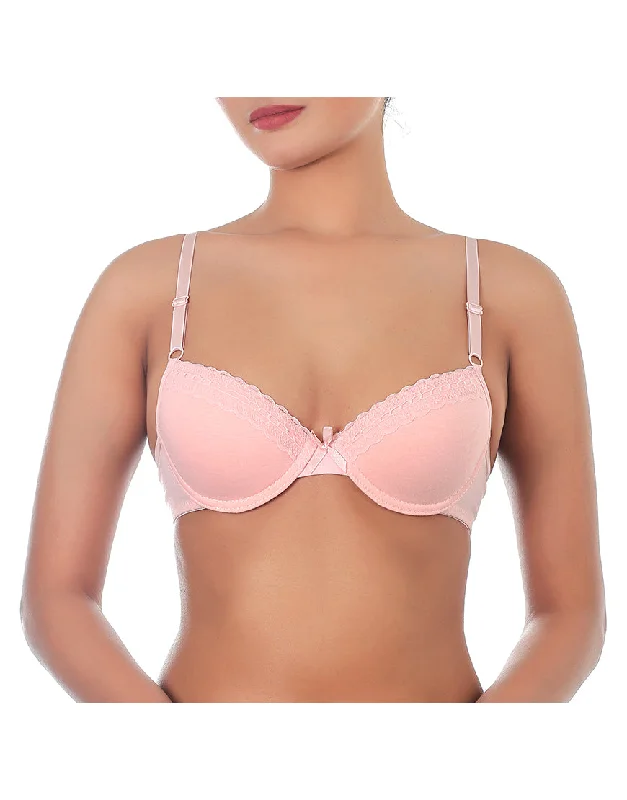 Flash Sale Flash Sale TEENS COTTON LACE WIRED MOLDED CUP BRA-PEACH