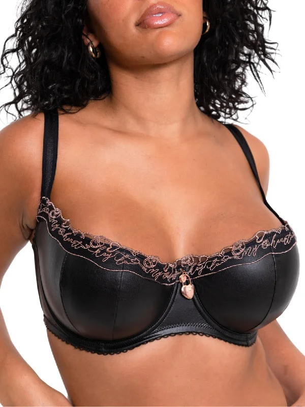 Value Deals Value Deals Key To My Heart Padded Half Cup Bra - Black