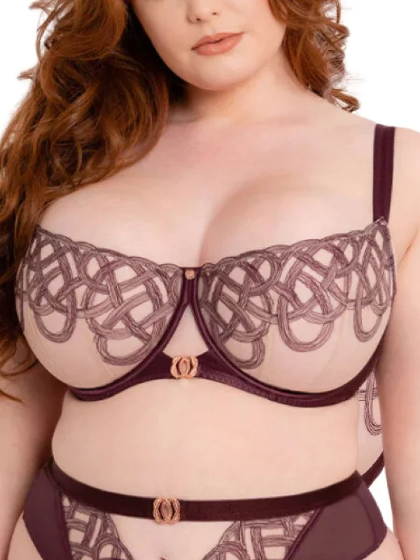 Super Bargain Super Bargain Lovers Knot Balcony Bra - Fig/Latte