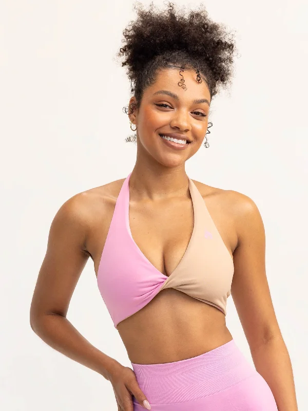 Weekend Deals You Can't Resist Weekend Deals You Can't Resist Duo Halter Twist Sports Bra - Musk Pink/Tan Weekend Deals You Can't Resist Weekend Deals You Can't Resist Duo Halter Twist Sports Bra - Musk Pink/Tan