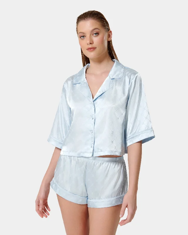 Weekend Discounts to Savor Weekend Discounts to Savor Helene Luxury Satin Short Pyjama Set Ice Water Blue