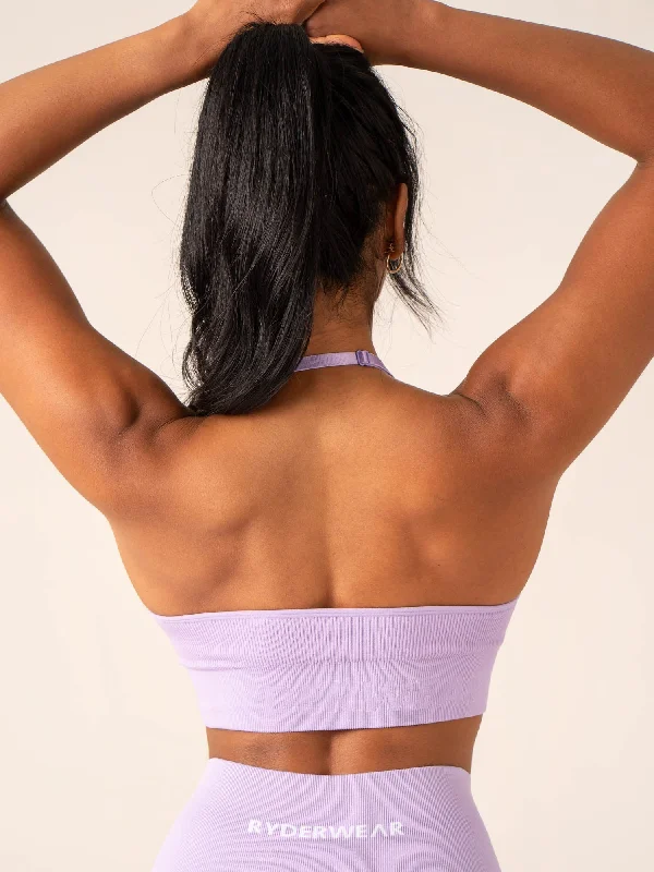 Price Slash Price Slash Lift Rib Seamless Halter Sports Bra - Lavender