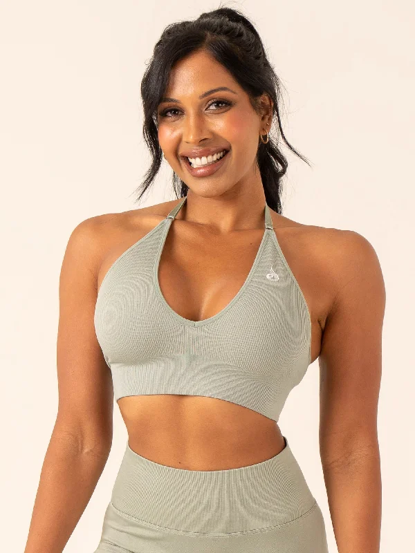 Super Discount Super Discount Lift Rib Seamless Halter Sports Bra - Sage