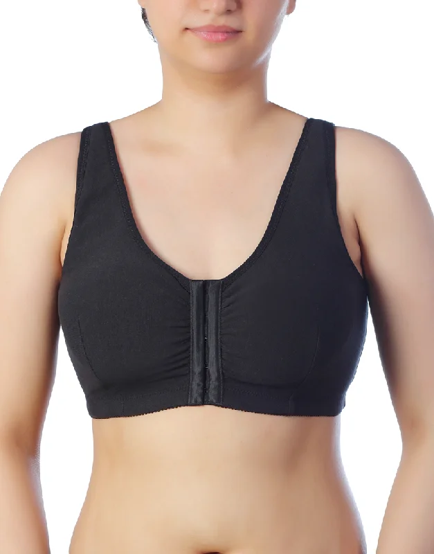 Deal Zone Deal Zone LOSHA COTTON FRONT CLOSURE POST SURGICAL BRA WITH POCKETS-BLACK Deal Zone Deal Zone LOSHA COTTON FRONT CLOSURE POST SURGICAL BRA WITH POCKETS-BLACK