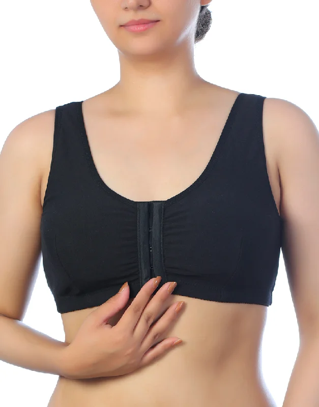 Instant Savings Instant Savings LOSHA COTTON FRONT OPEN SLIP ON POST SURGICAL BRA WITH POCKETS-BLACK Instant Savings Instant Savings LOSHA COTTON FRONT OPEN SLIP ON POST SURGICAL BRA WITH POCKETS-BLACK