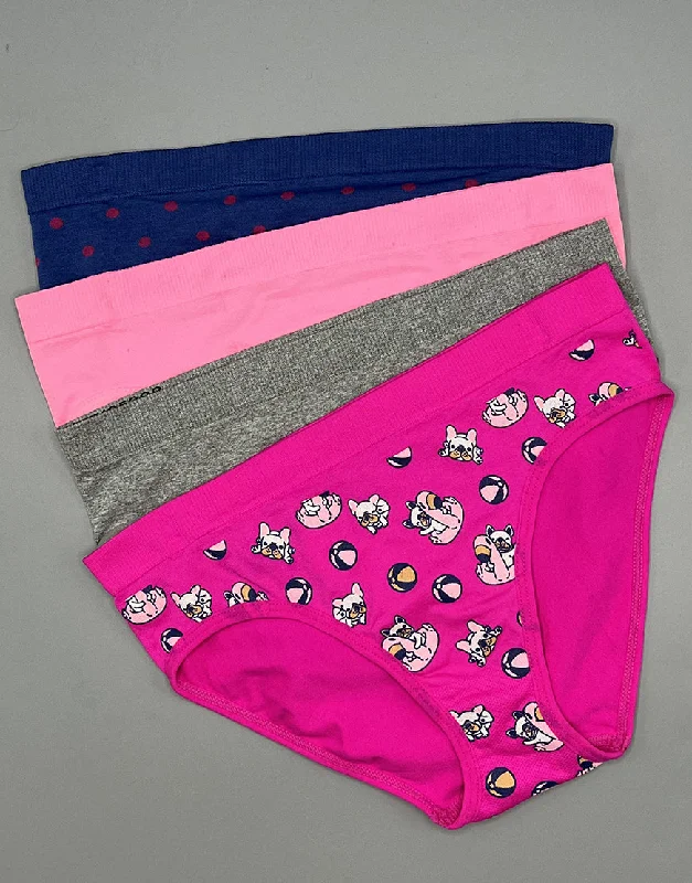 Take Advantage Take Advantage LOSHA TEENS PACK OF 4 SEAMLESS SOLID & PRINT HIPSTER PANTIES-PINK GLOW Take Advantage Take Advantage LOSHA TEENS PACK OF 4 SEAMLESS SOLID & PRINT HIPSTER PANTIES-PINK GLOW