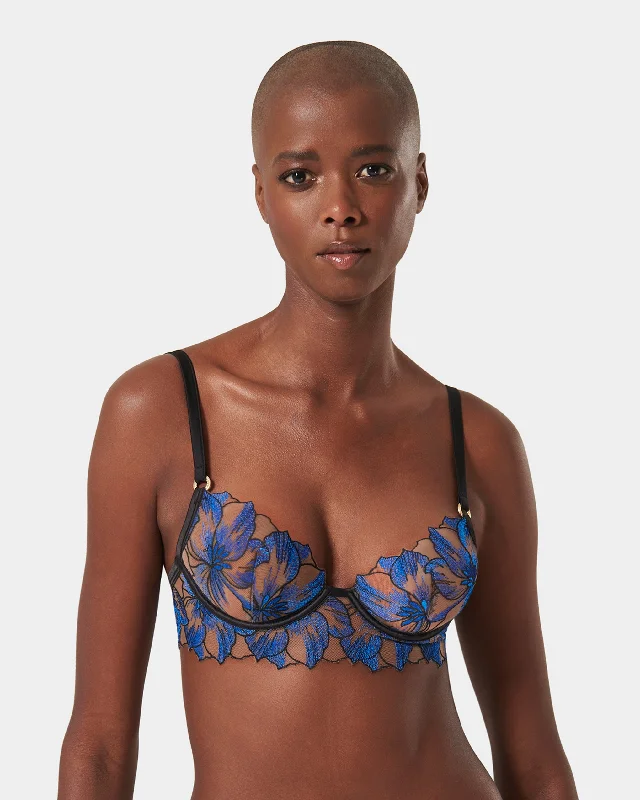 Fantastic Offers Fantastic Offers Lyandra Wired Bra Egyptian Blue/Black/Sheer