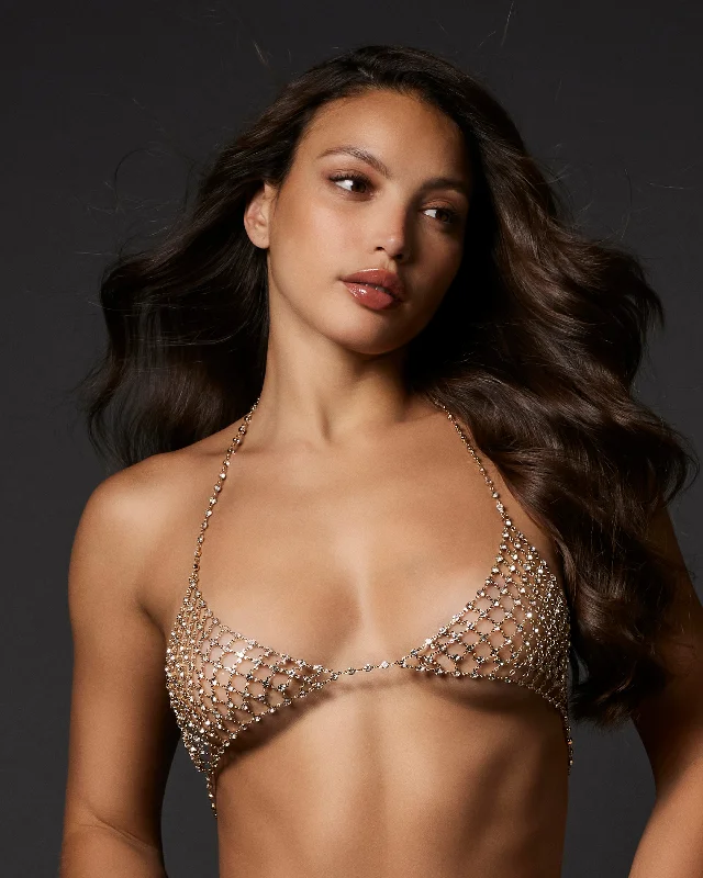 Daily Deals Daily Deals Marli Diamond Lattice Soft Bra Gold/Clear