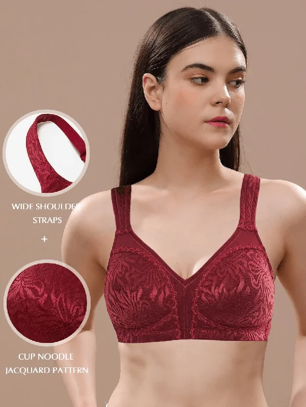 Steals and Deals Steals and Deals Minimizer Full Coverage Bra Non Padded Wire-free Wine Red