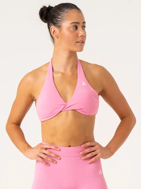 Unbeatable Deal Unbeatable Deal NKD Stonewash Halter Sports Bra - Pink Stonewash