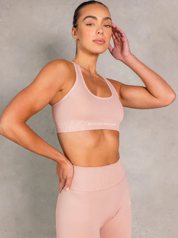 Best Bargains Best Bargains NRG Seamless Scoop Neck Sports Bra - Biscotti