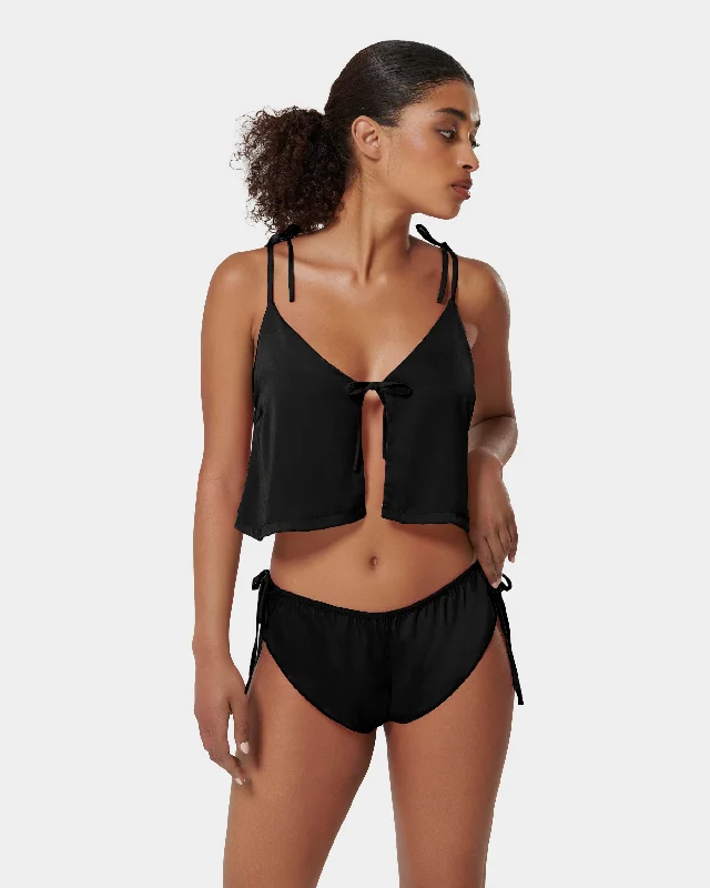 Weekend Savings Spectacular Weekend Savings Spectacular Ottilie Luxury Satin Crop Cami and Short Set Black Weekend Savings Spectacular Weekend Savings Spectacular Ottilie Luxury Satin Crop Cami and Short Set Black