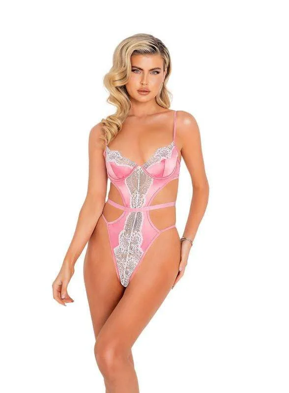 Massive Savings Massive Savings Pink Satin & Lace Underwire Teddy