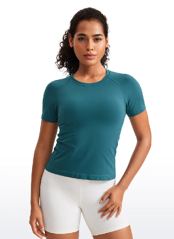 Low Cost Low Cost Seamless Crewneck Short Sleeve Shirts Waist Length
