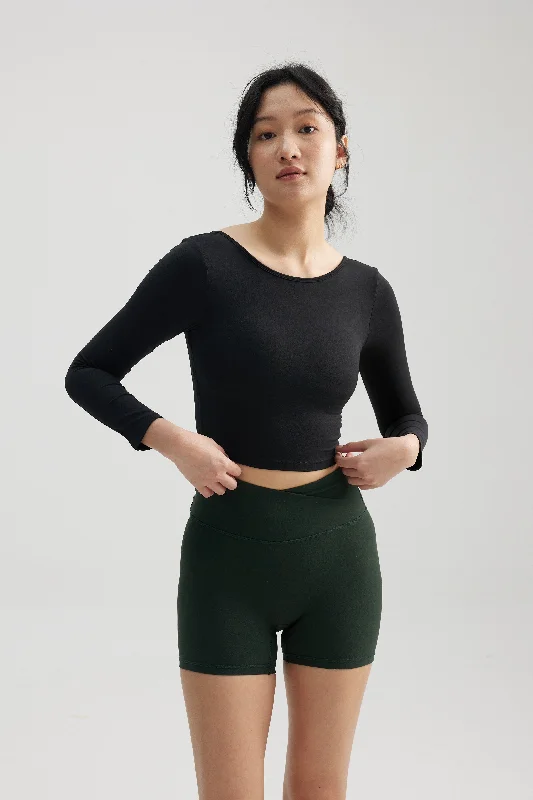 Stock Up and Save Stock Up and Save Reversible Long Sleeve Crop in Black Sesame