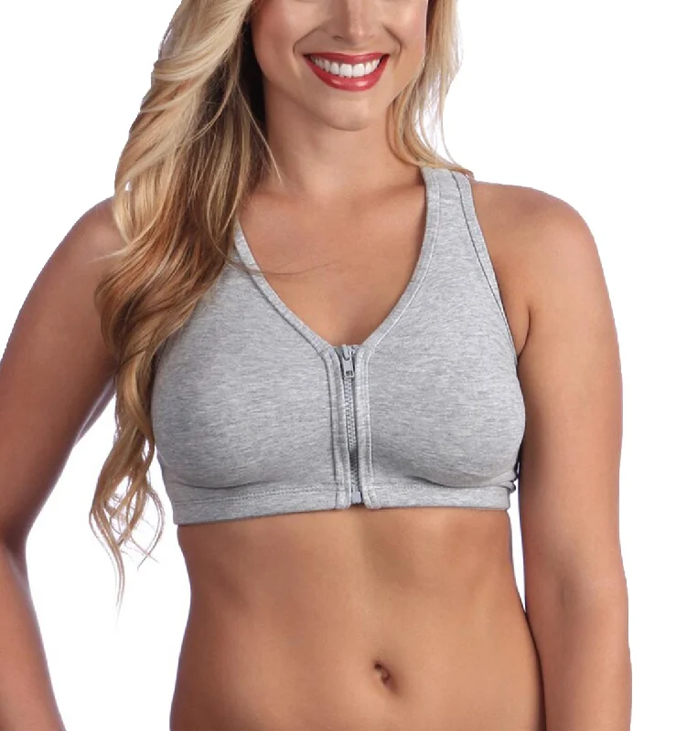 Final Offer Final Offer Valmont Zip-Front Sports Bra (1611A) - Heather Gray