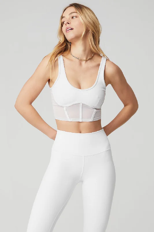 Time-Sensitive Time-Sensitive Airbrush Mesh Corset Tank - White