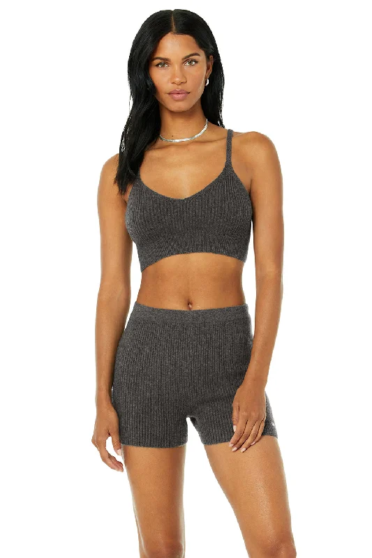Big Deal Big Deal Cashmere Ribbed Staycation Bra - Cozy Grey Heather