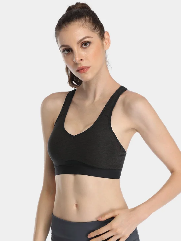 Price Buster Price Buster Medium Impact Sports Wirefree Padded Strappy Bra Black
