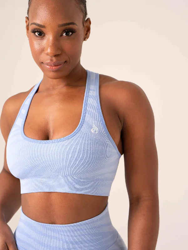 Bargain Alert Bargain Alert Zebra Seamless Sports Bra - Sky Blue Zebra